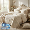 🤍🌹 Product Name  Sparkglo™ IvoryBloom Heritage Lace Bedding Set